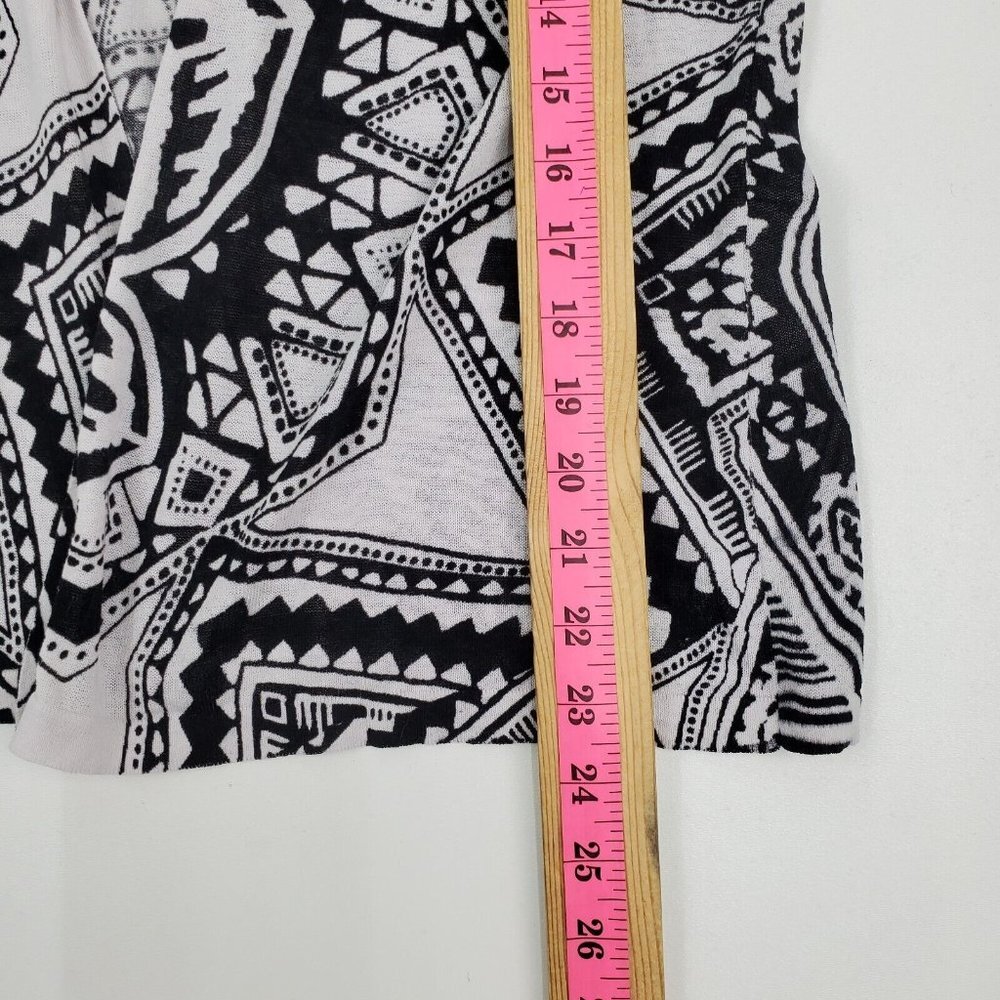 Chico's Womens Black White Open Front Cardigan Sweater Size 2 (L) Ruched Sleeves - Picture 13 of 14